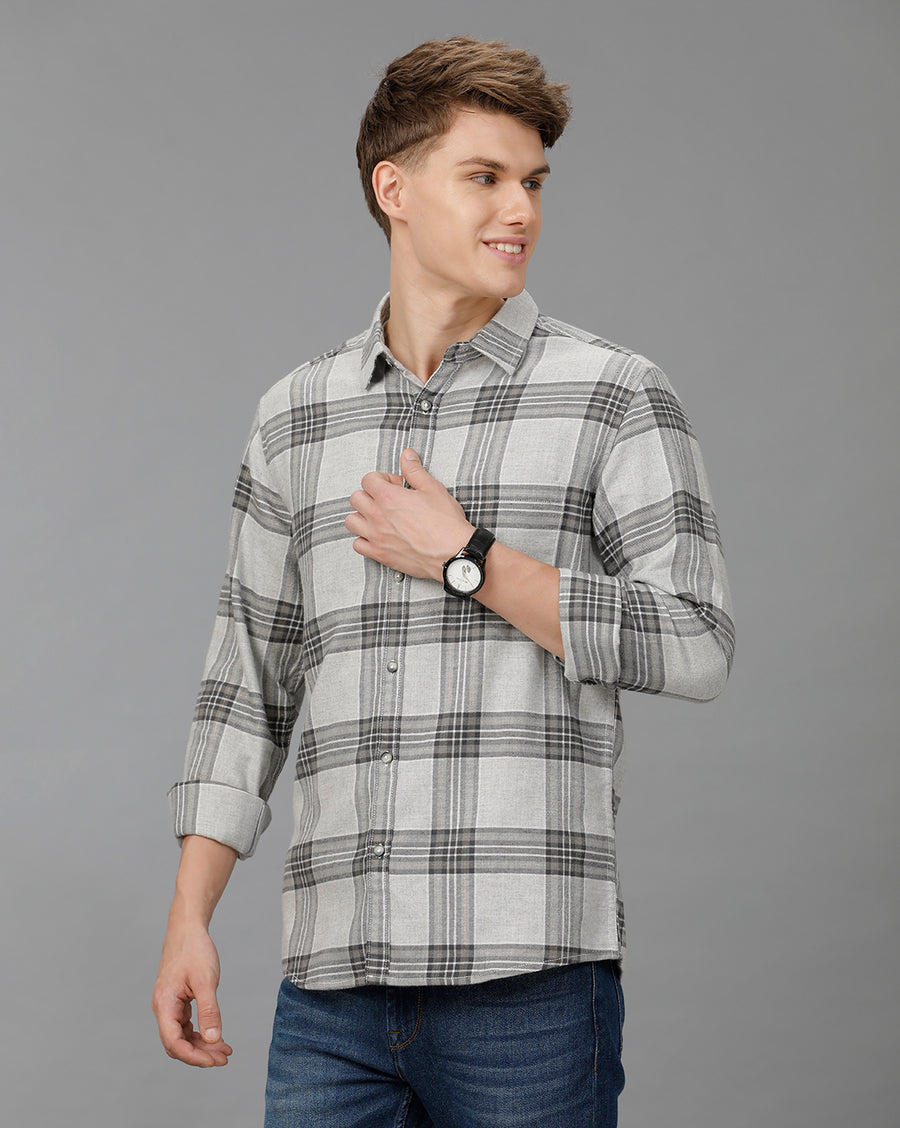 Grey Checks Slim Fit Shirt