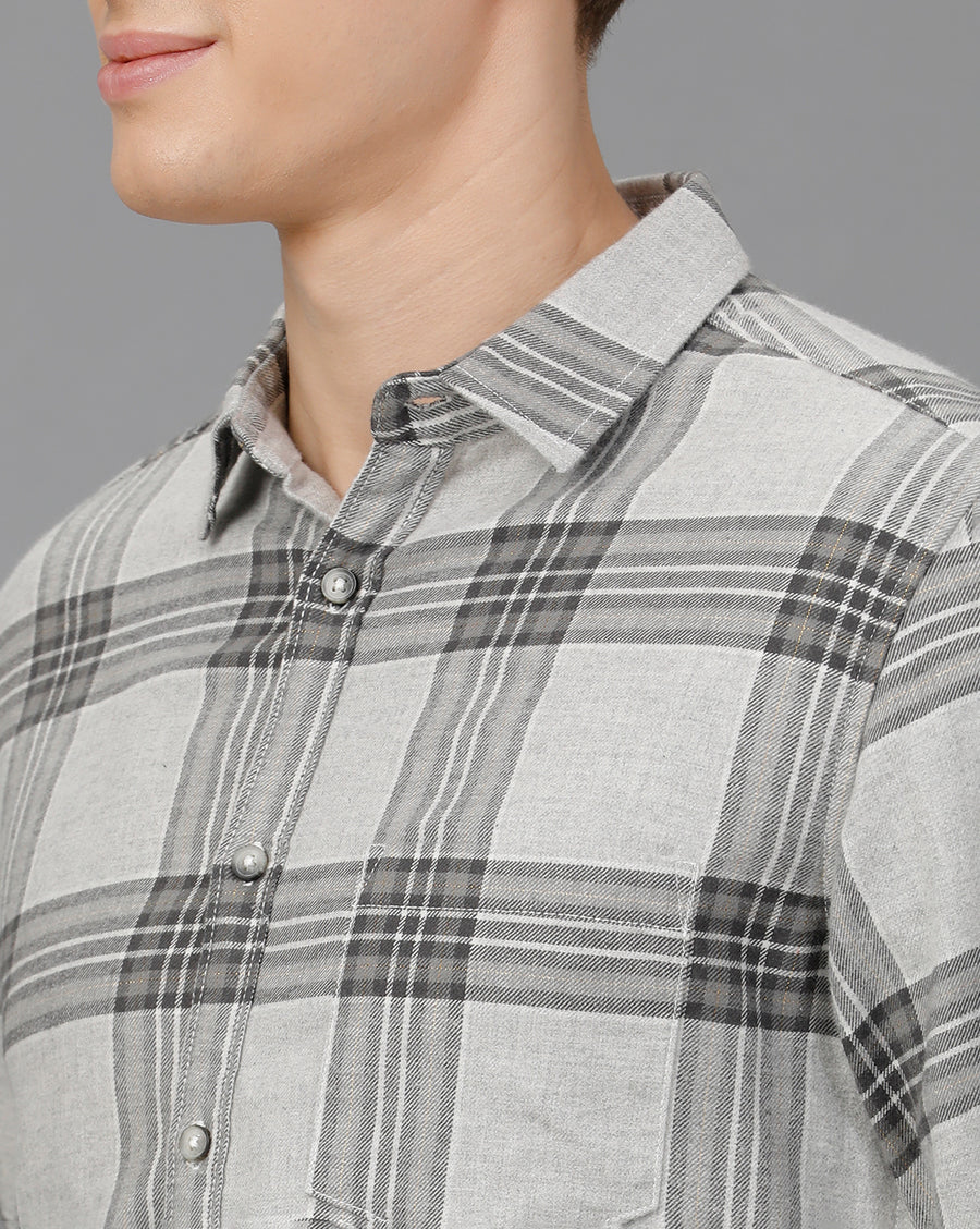 Grey Checks Slim Fit Shirt