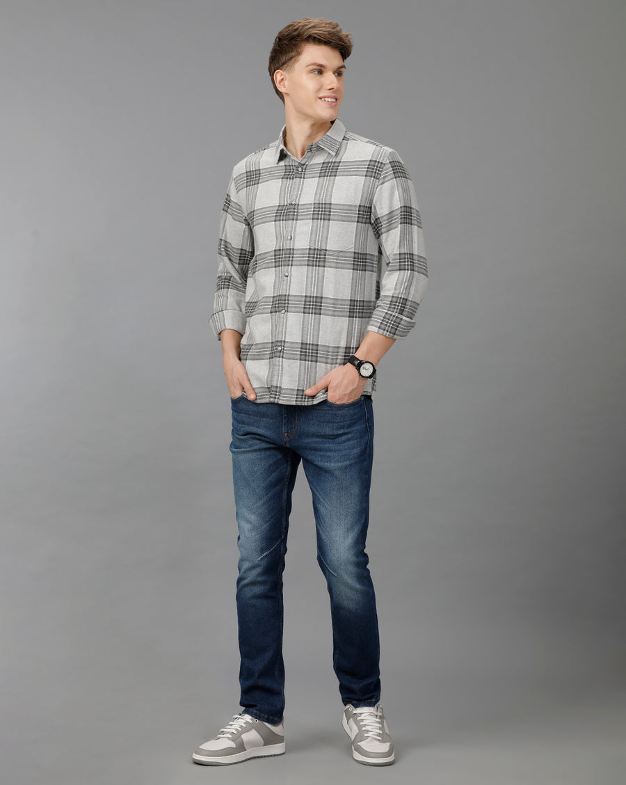 Grey Checks Slim Fit Shirt