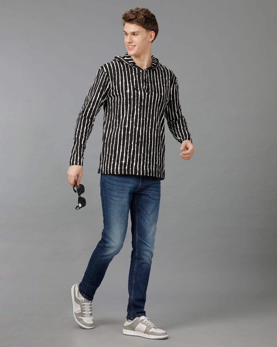 Jet Black Regular Fit Hoodi T-Shirt