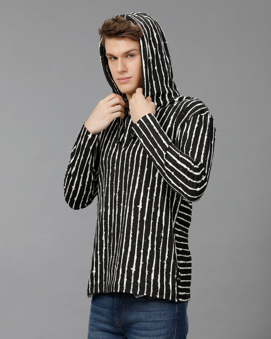 Jet Black Regular Fit Hoodi T-Shirt