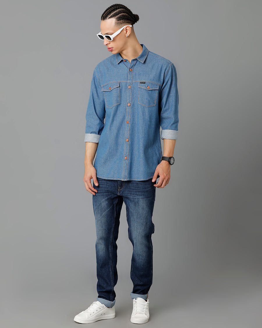Voi Jeans Mens Ecru Checks Slim Fit Shirt