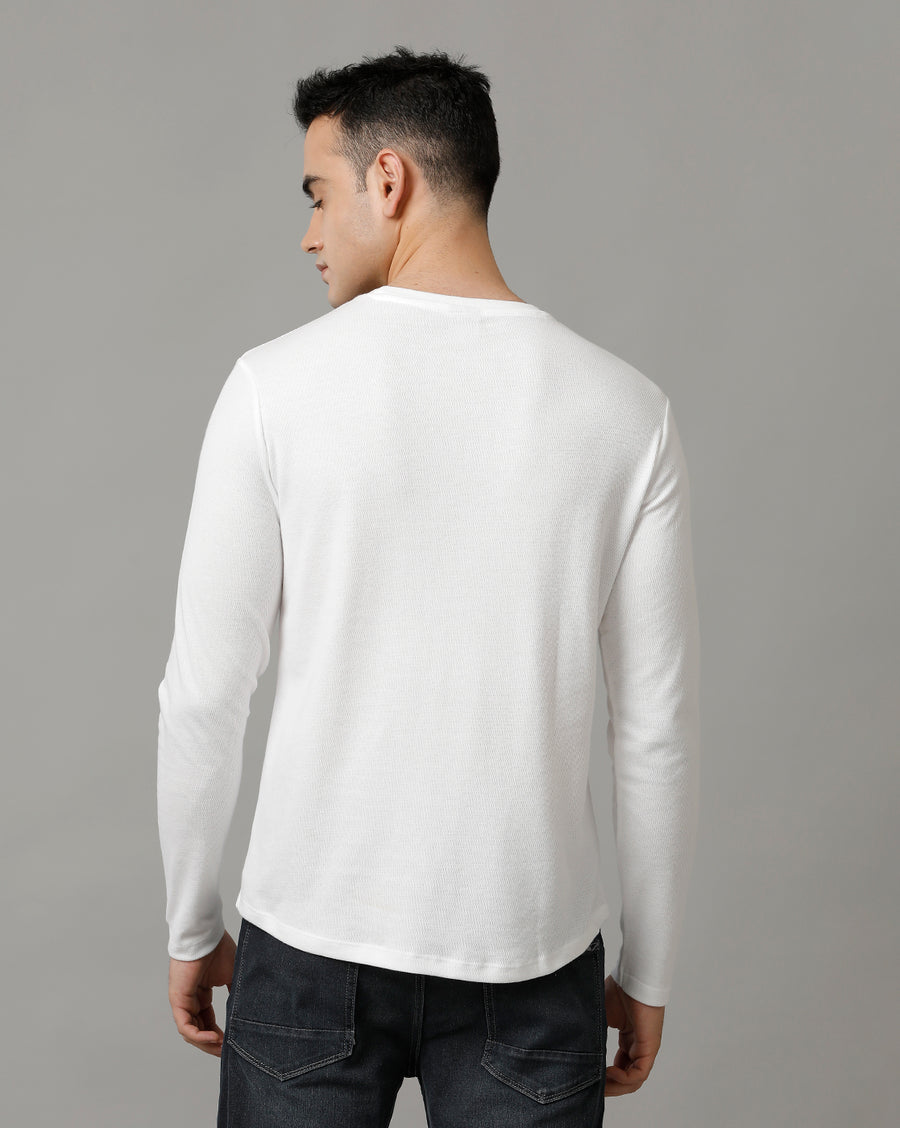 Men's White Full Sleeve T-shirt