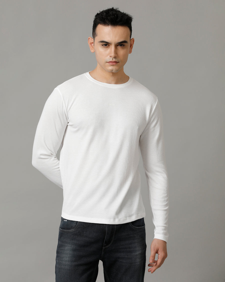 Men's White Full Sleeve T-shirt