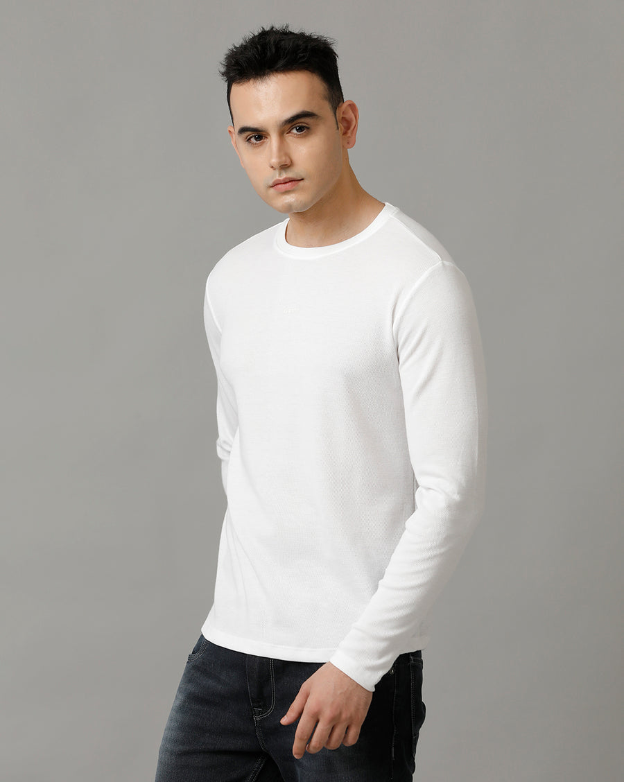 Men's White Full Sleeve T-shirt