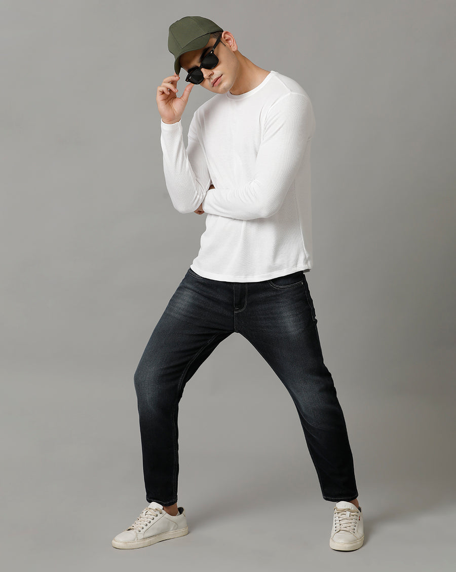 Men's White Full Sleeve T-shirt