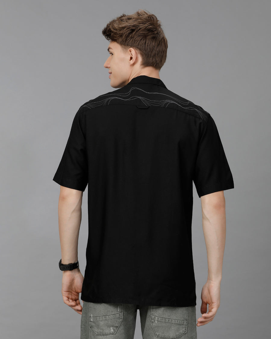 Black Aop Boxy Fit Shirt