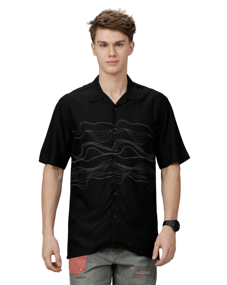 Black Aop Boxy Fit Shirt
