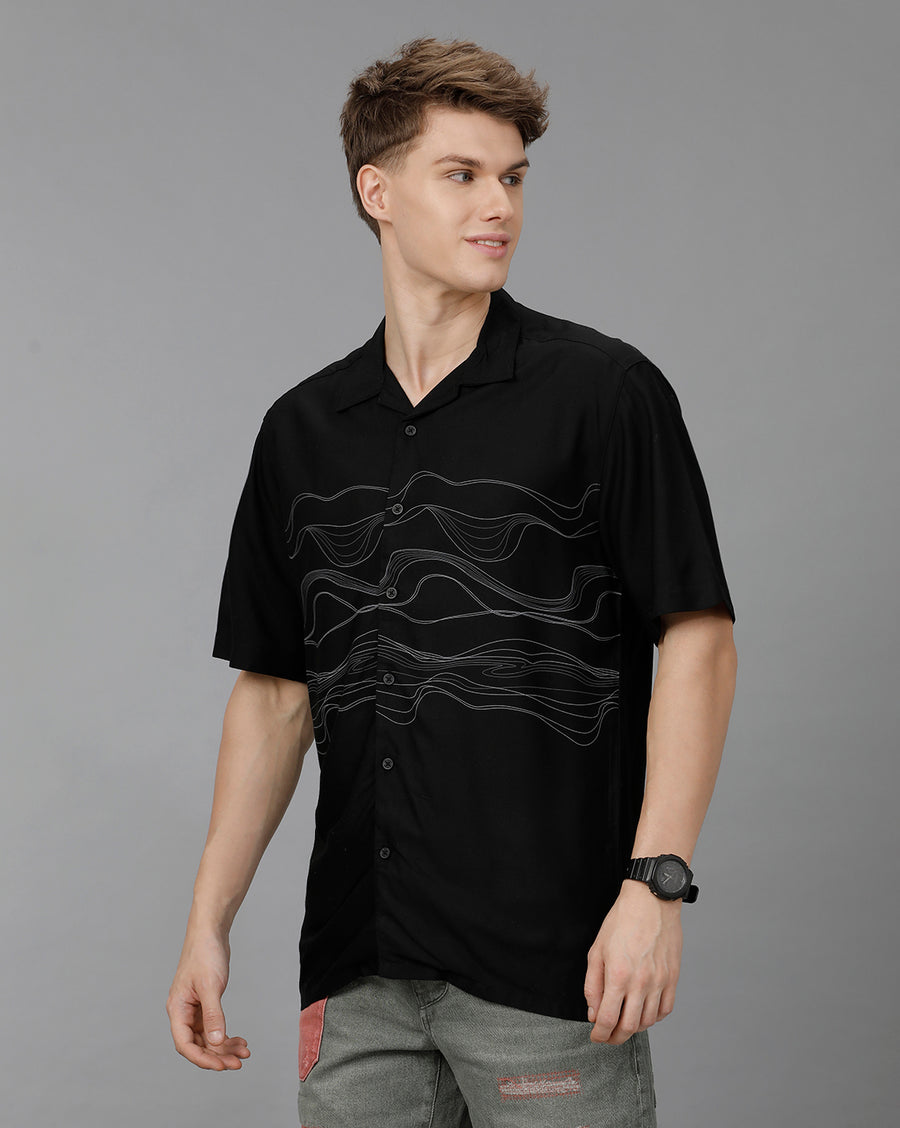 Black Aop Boxy Fit Shirt