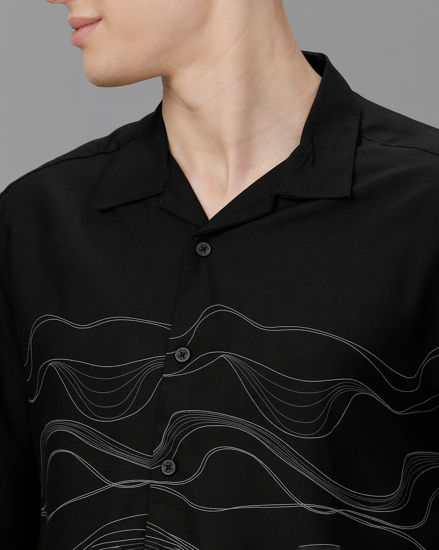 Black Aop Boxy Fit Shirt