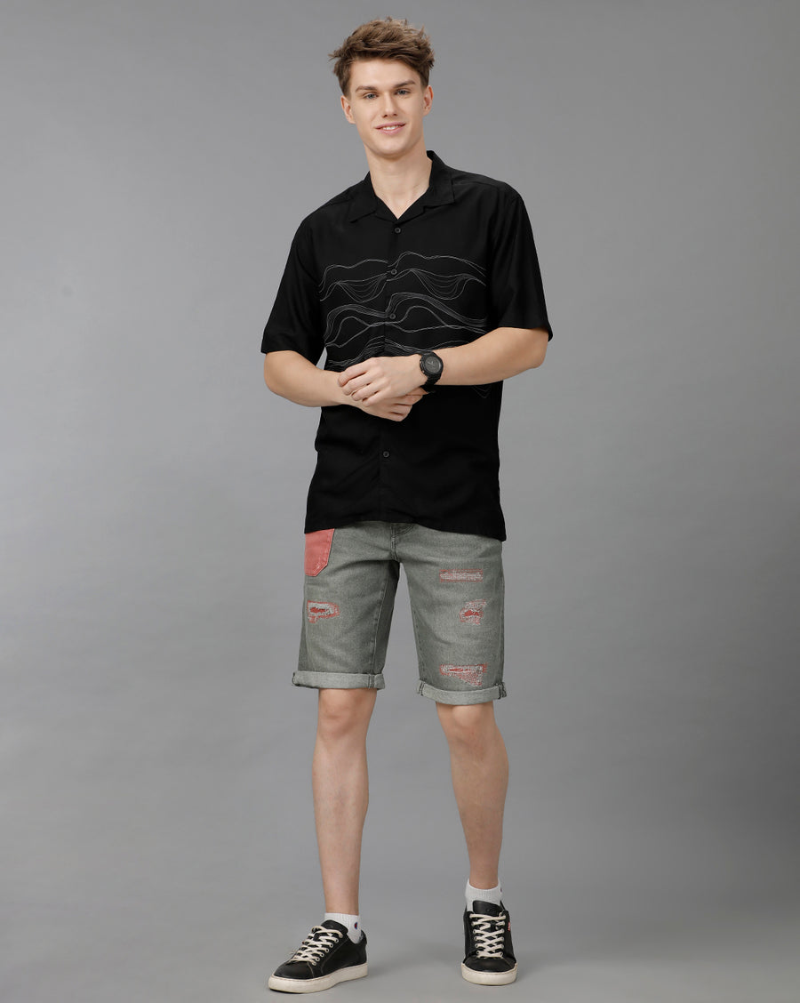 Black Aop Boxy Fit Shirt