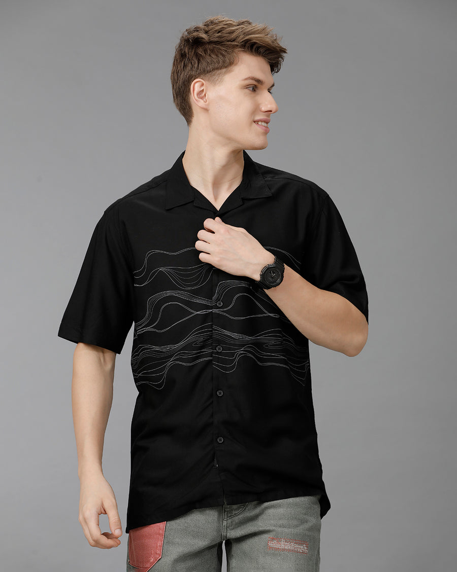 Black Aop Boxy Fit Shirt