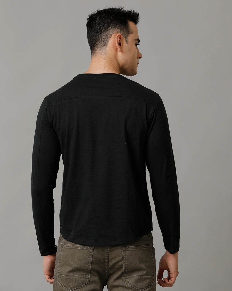 Jet Black Regular Fit Cotton T-Shirt