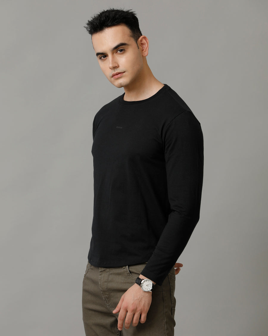 Jet Black Regular Fit Cotton T-Shirt