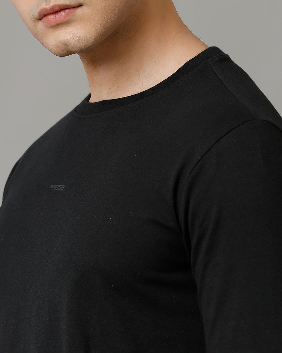 Jet Black Regular Fit Cotton T-Shirt