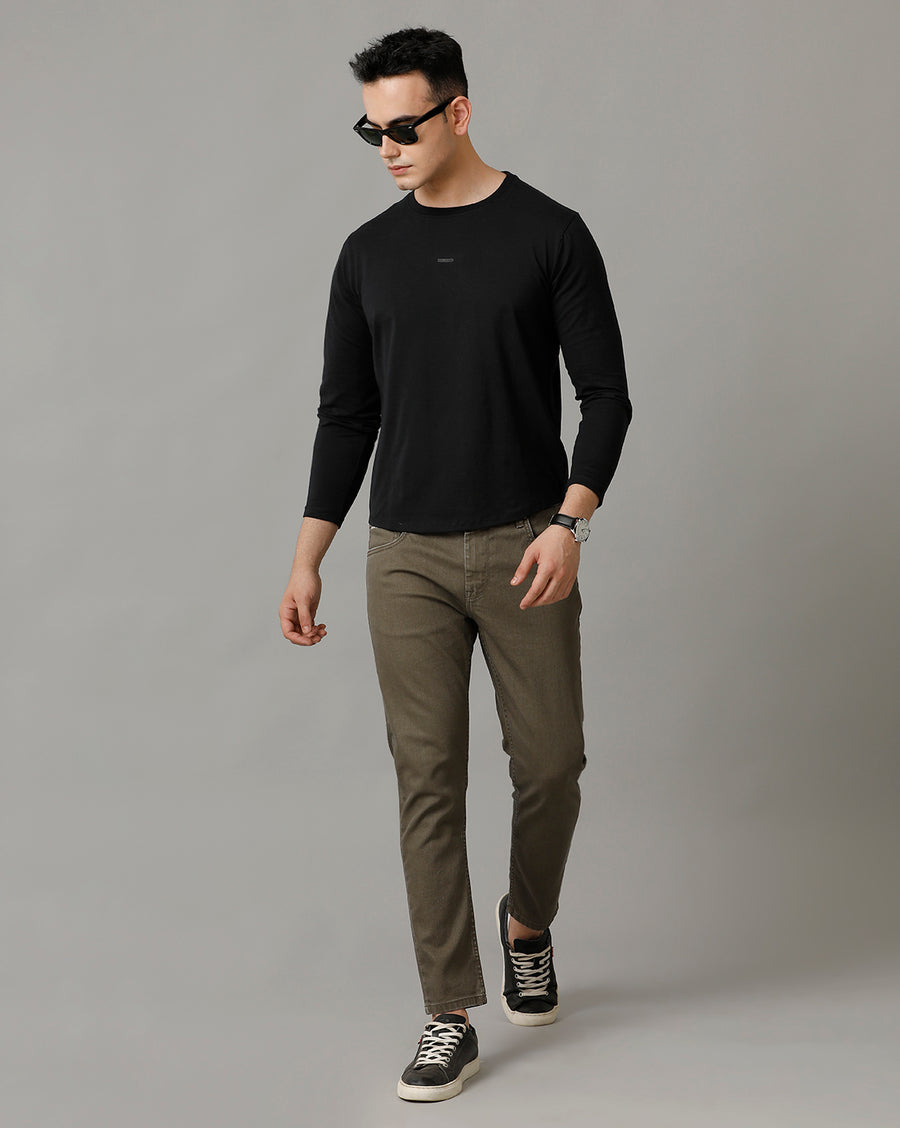 Jet Black Regular Fit Cotton T-Shirt