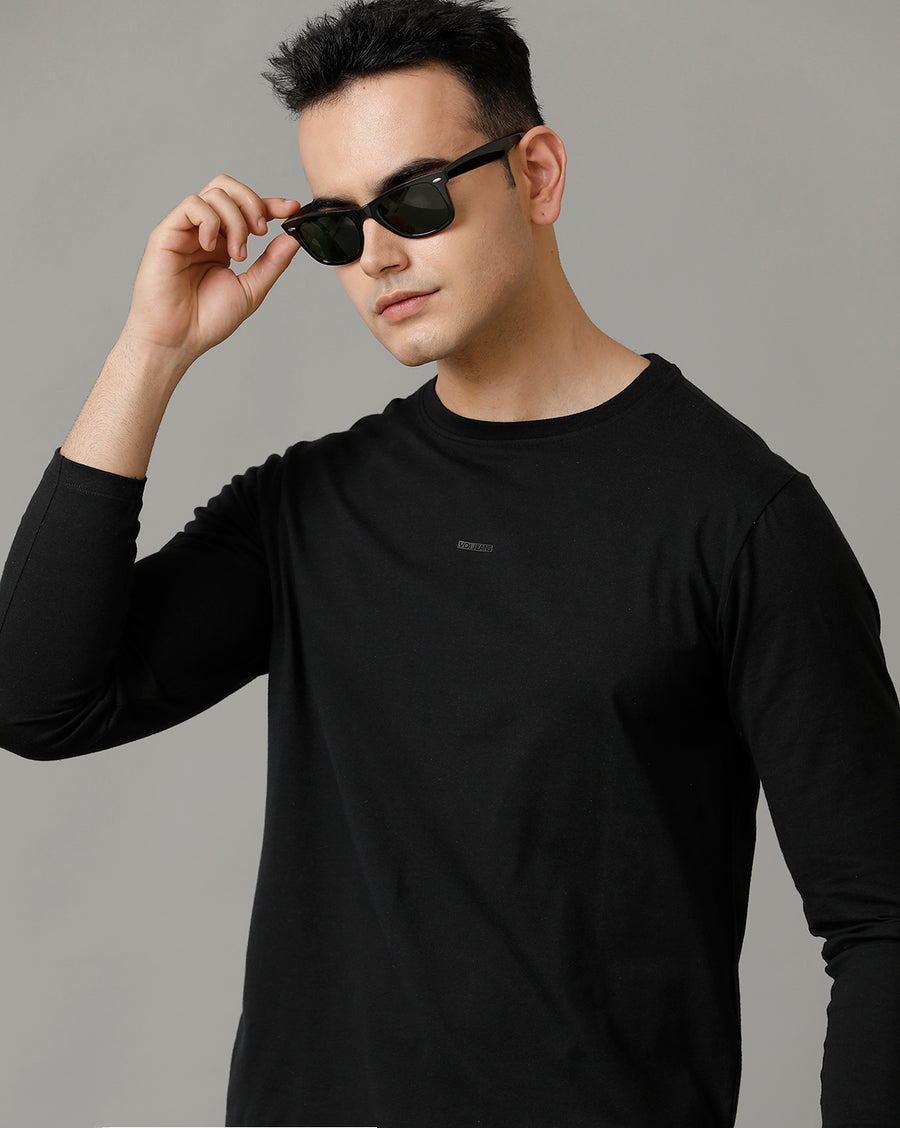 Jet Black Regular Fit Cotton T-Shirt