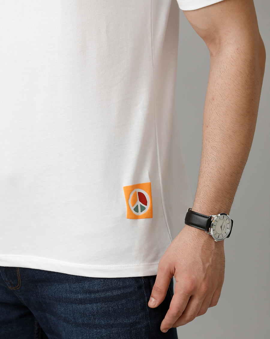 Men's White Boxy Fit Half Sleeve Cotton T-Shirt