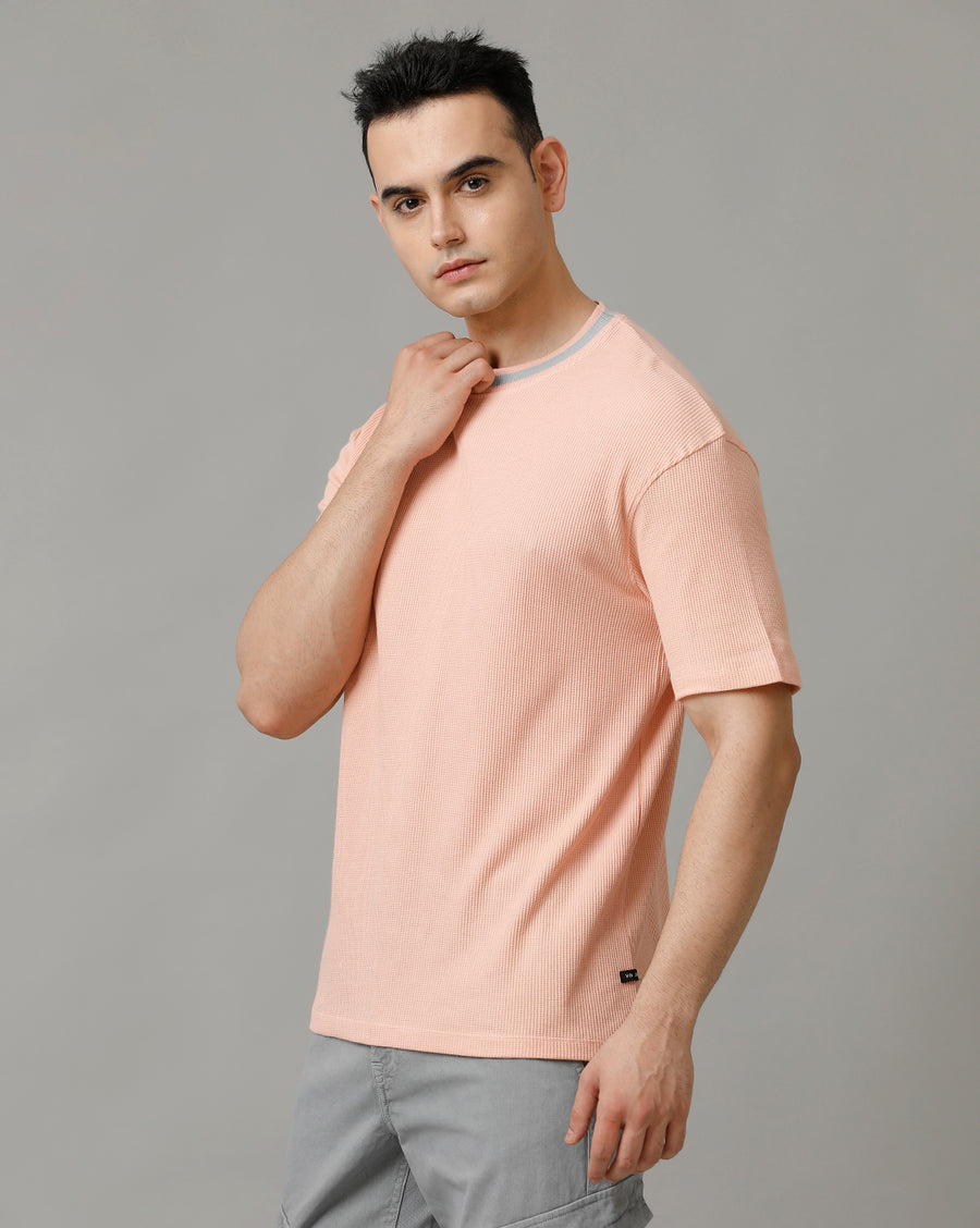 Voi Jeans Mens Dusty Pink Boxy Fit Cotton T-Shirt