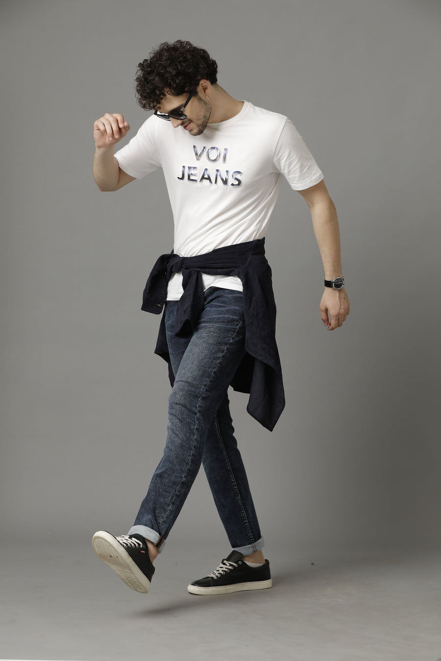 Mid Indigo Track Skinny Jeans