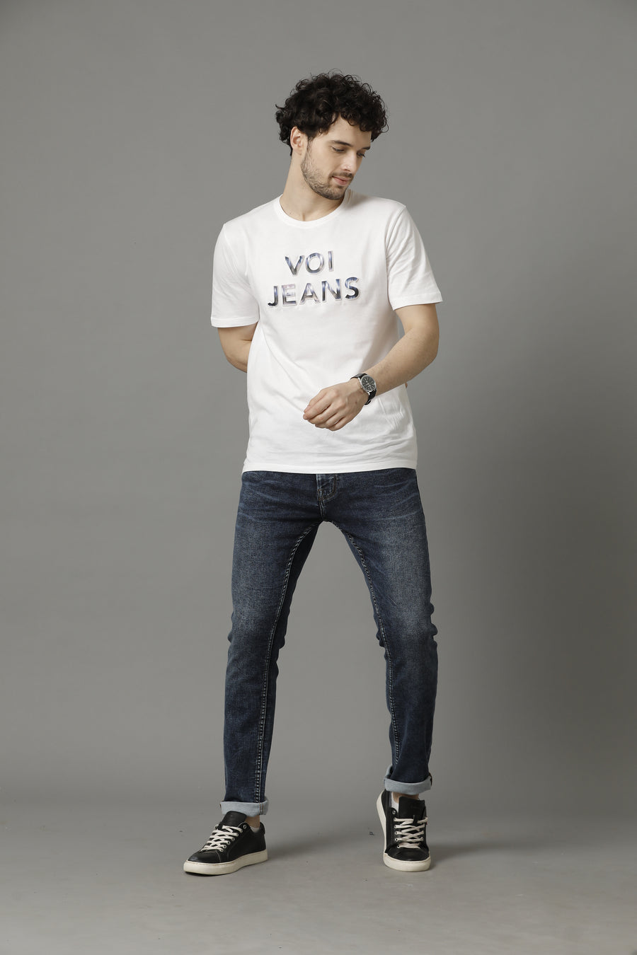 Mid Indigo Track Skinny Jeans