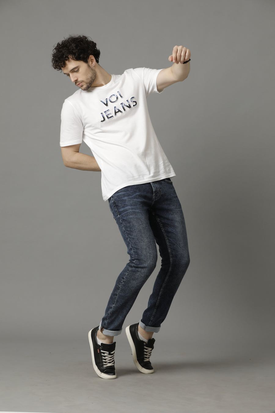 Mid Indigo Track Skinny Jeans