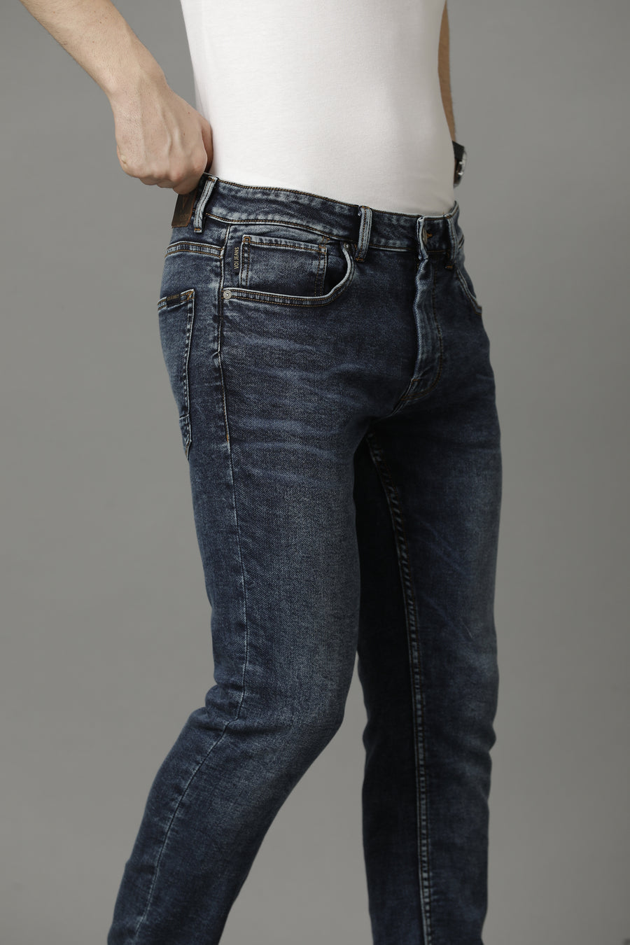 Mid Indigo Track Skinny Jeans