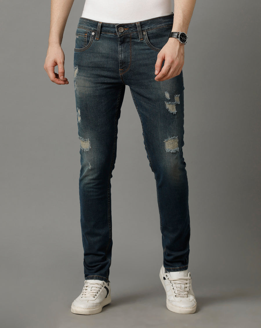 Indigo Tracked Cropped Skinny Jeans