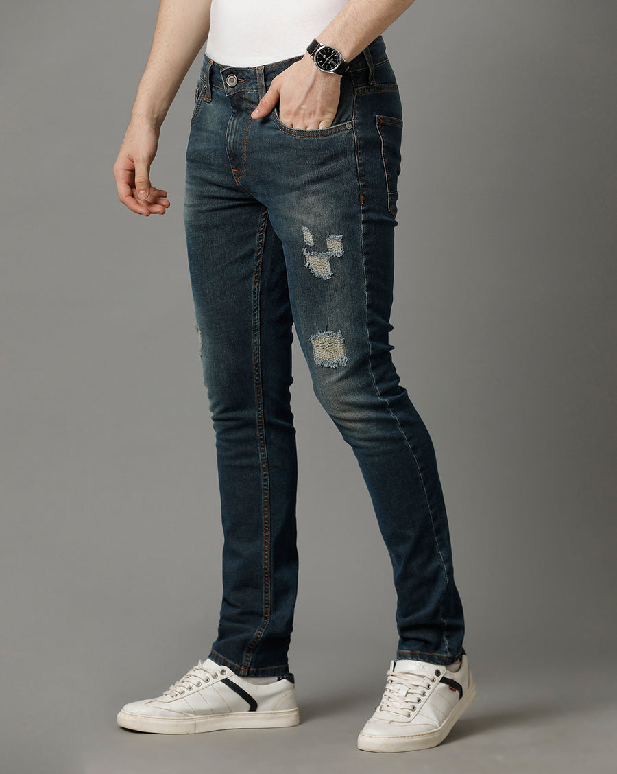 Indigo Tracked Cropped Skinny Jeans