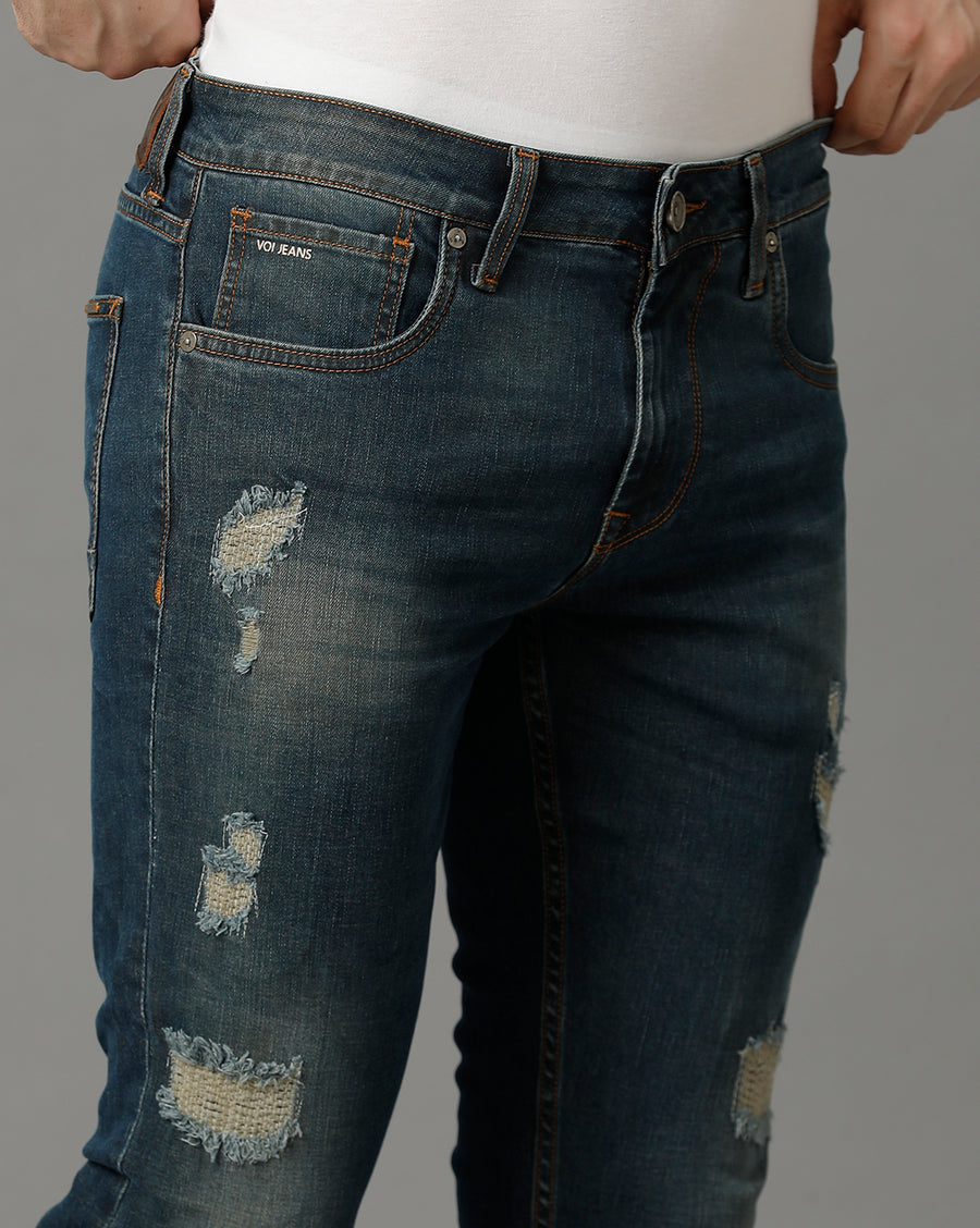 Indigo Tracked Cropped Skinny Jeans