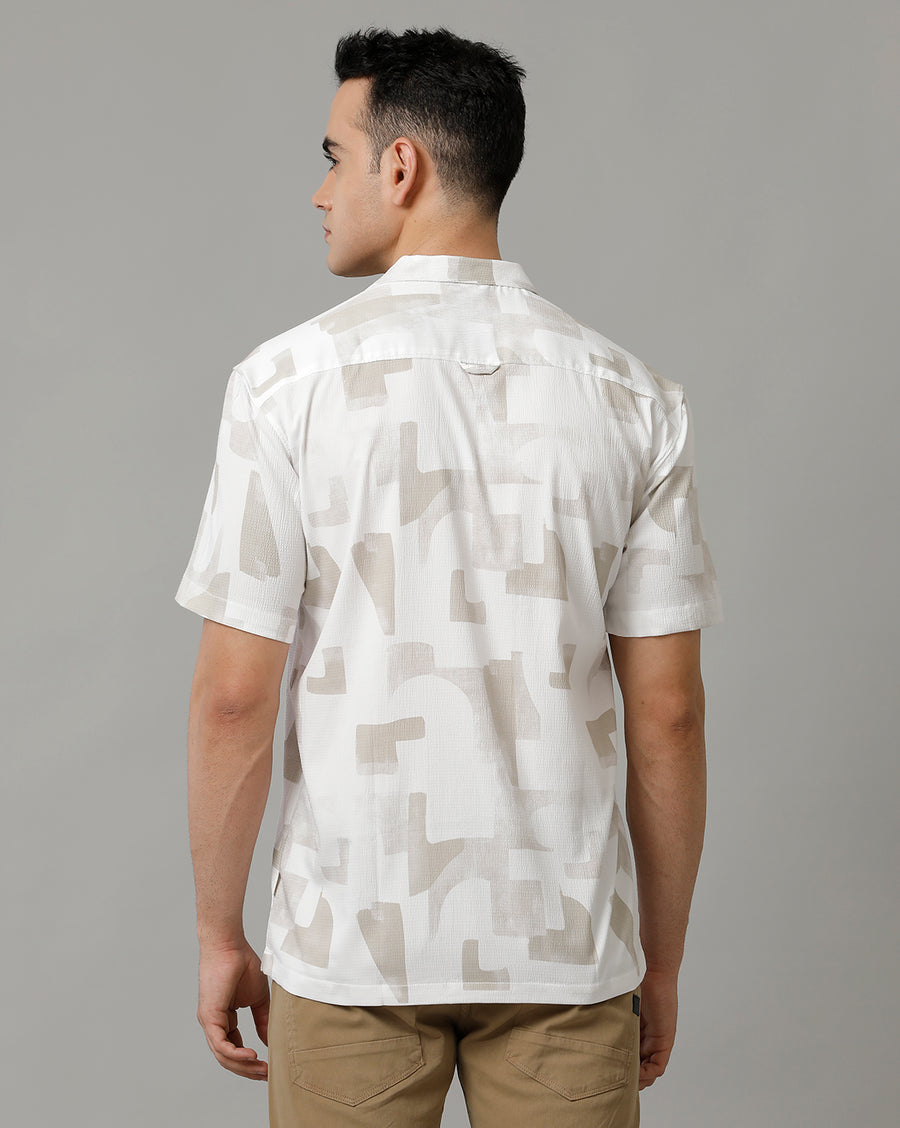 White/Pastel Green Half Sleeve Shirt