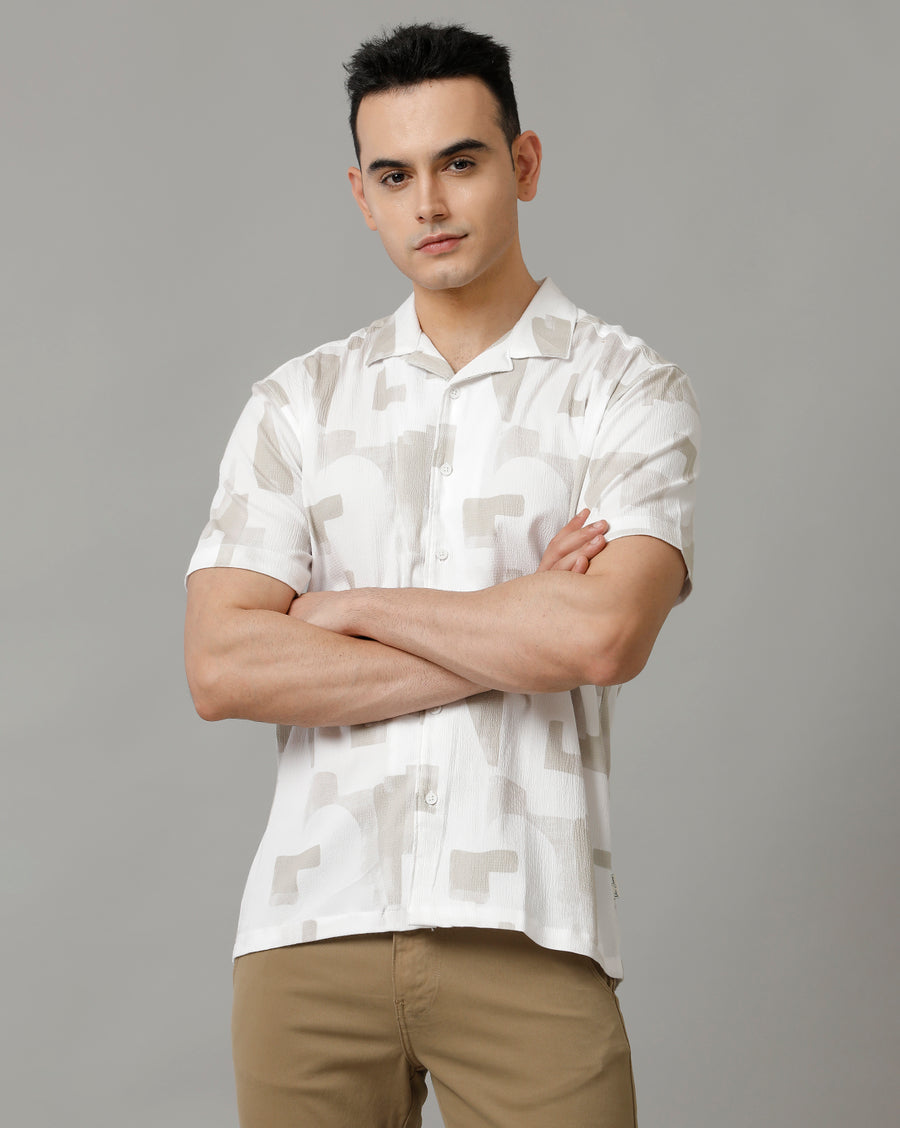 White/Pastel Green Half Sleeve Shirt