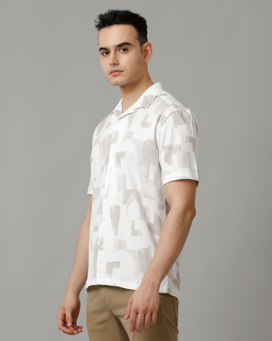 White/Pastel Green Half Sleeve Shirt