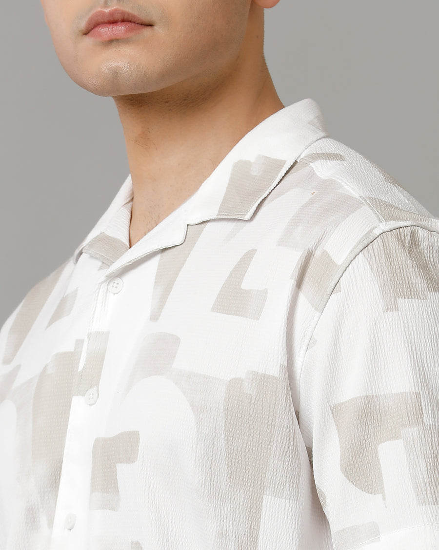 White/Pastel Green Half Sleeve Shirt