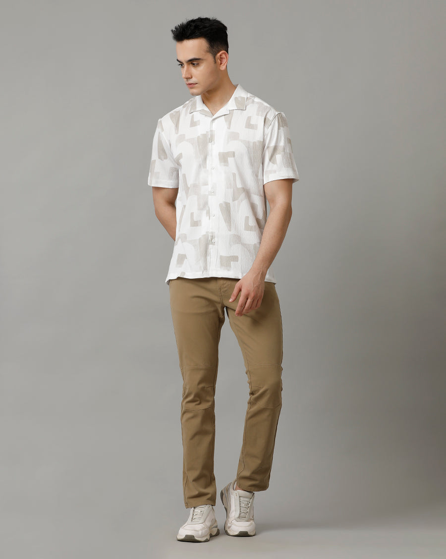 White/Pastel Green Half Sleeve Shirt