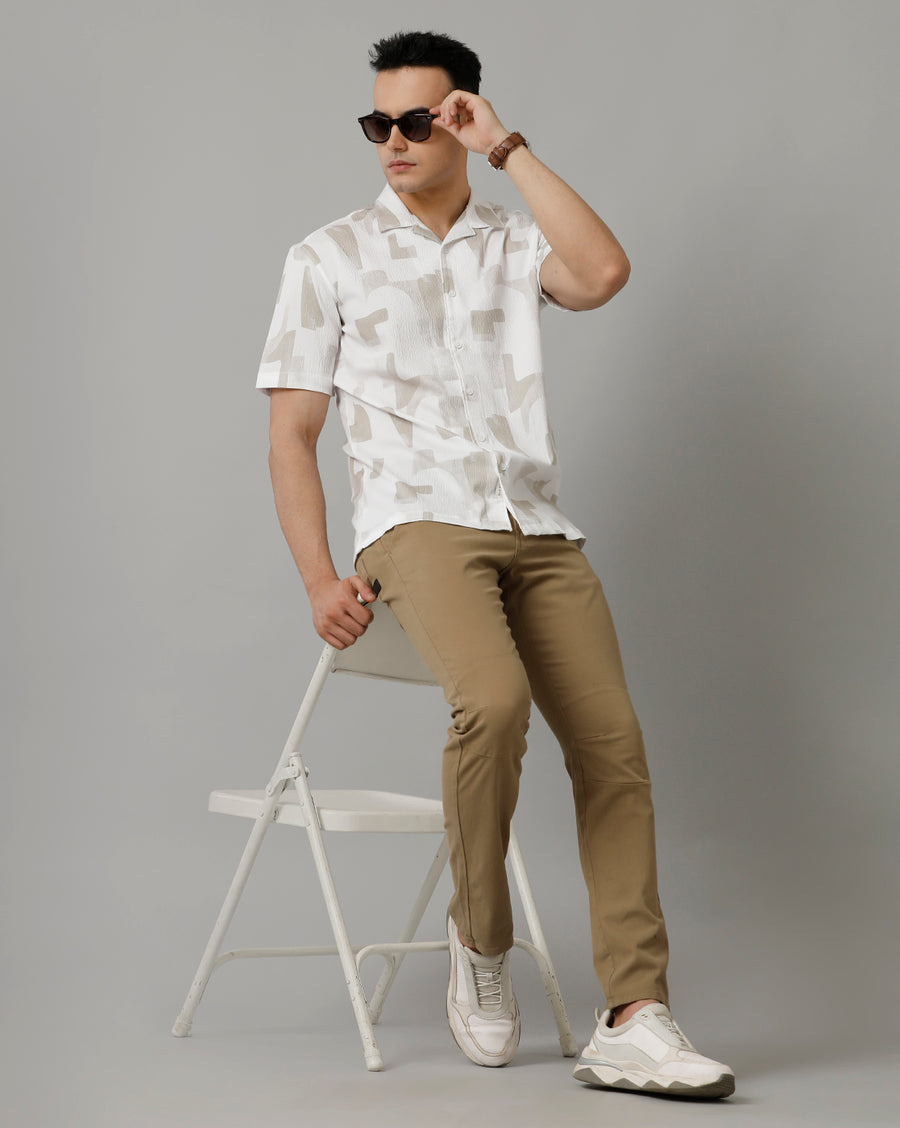 White/Pastel Green Half Sleeve Shirt