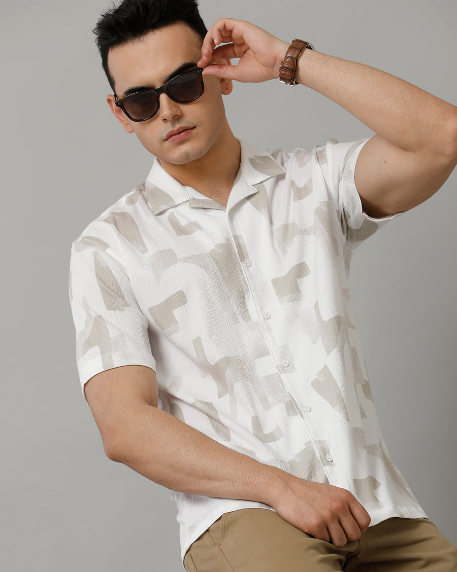 White/Pastel Green Half Sleeve Shirt