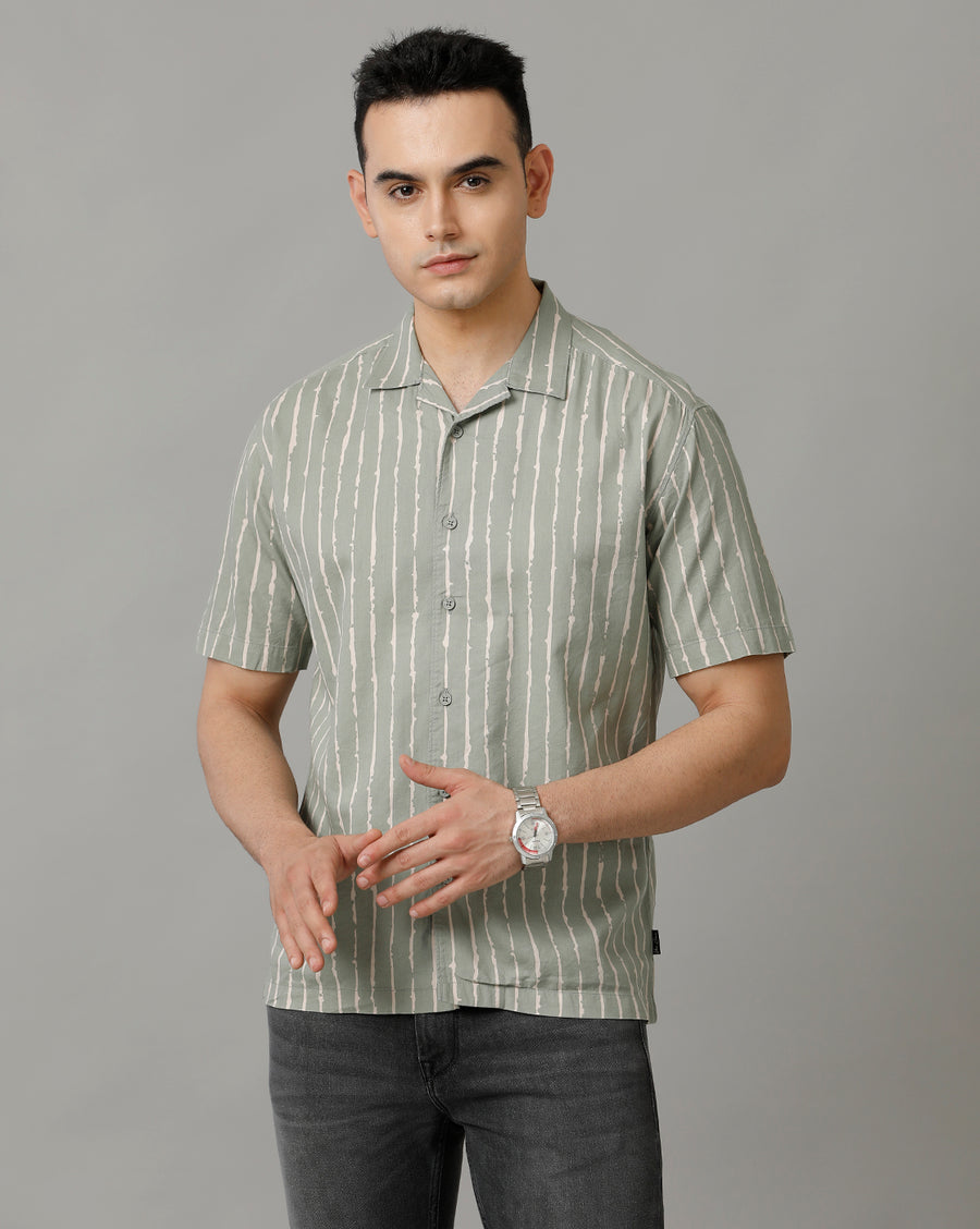 White Light Olive Boxy Fit Shirt