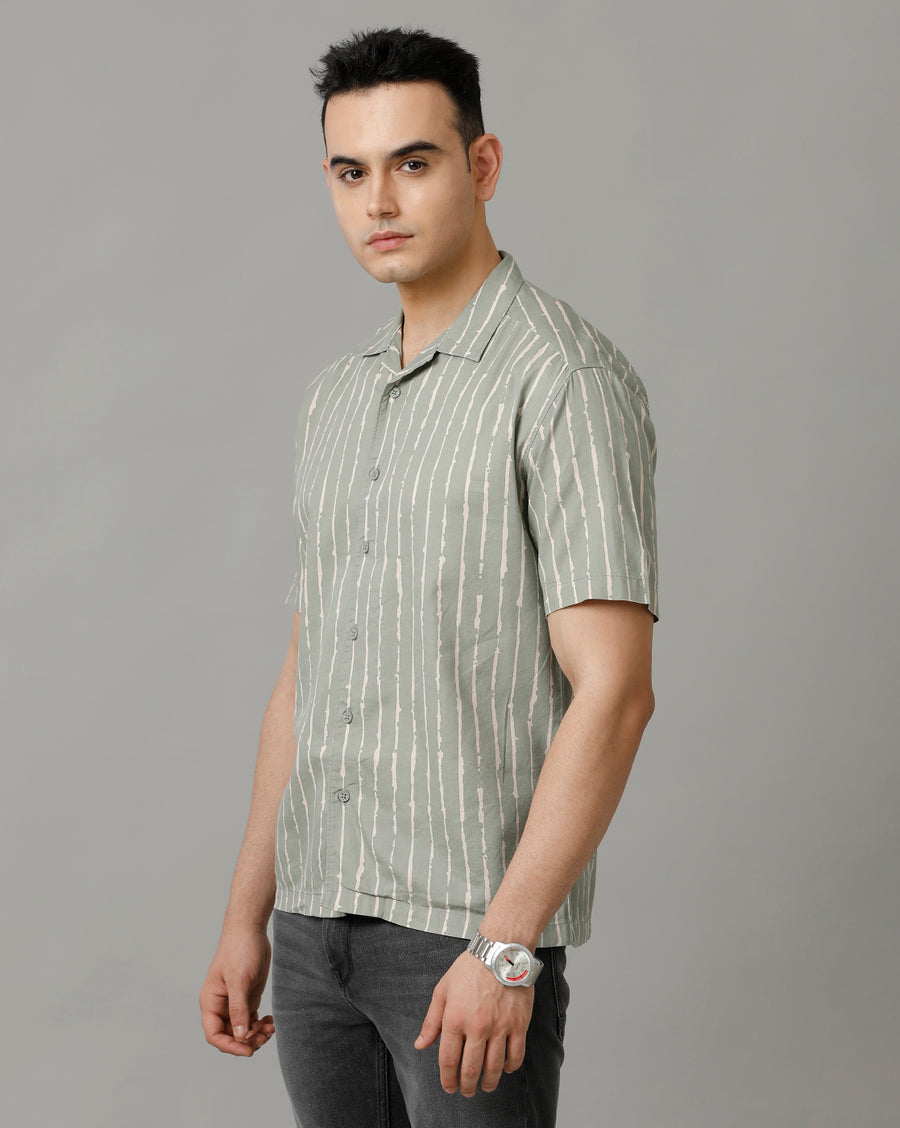 White Light Olive Boxy Fit Shirt