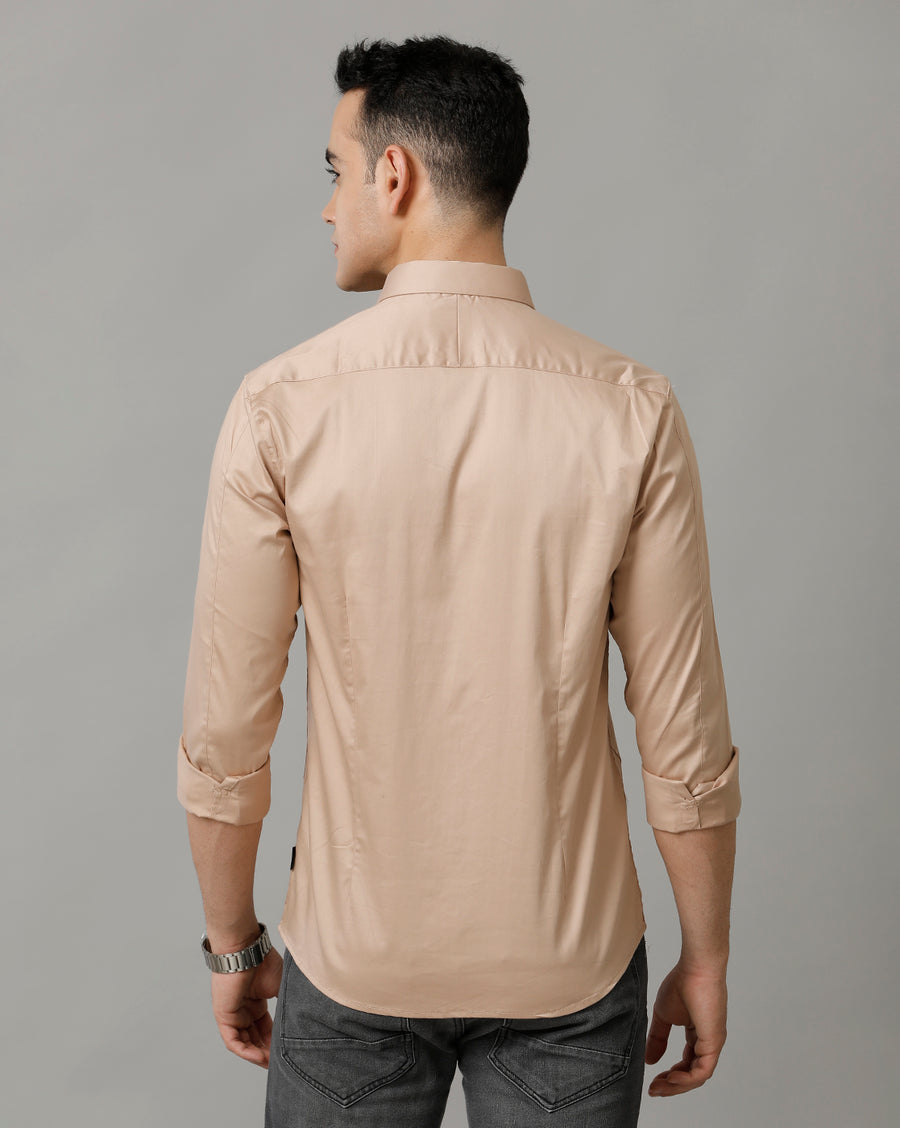 Beige Slim Fit Full Sleeve Shirt