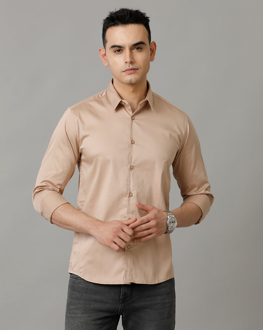 Beige Slim Fit Full Sleeve Shirt
