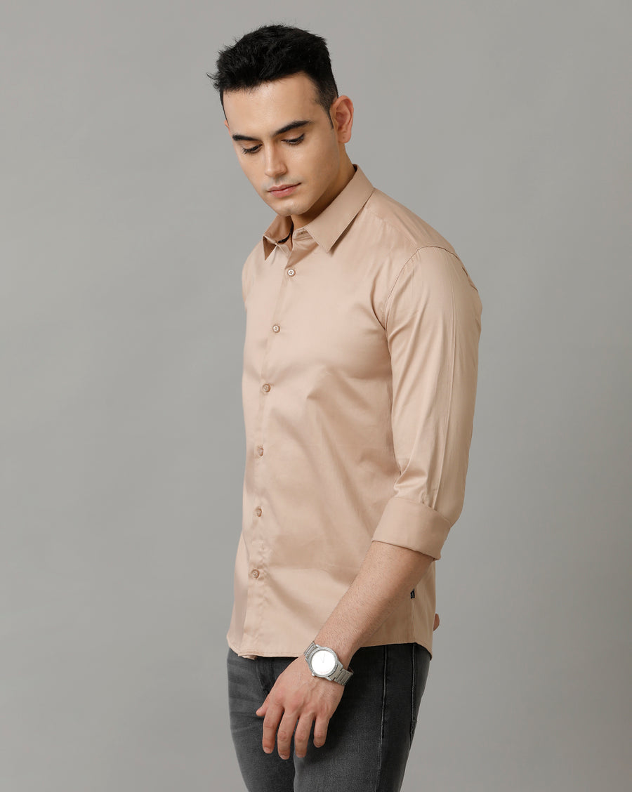Beige Slim Fit Full Sleeve Shirt