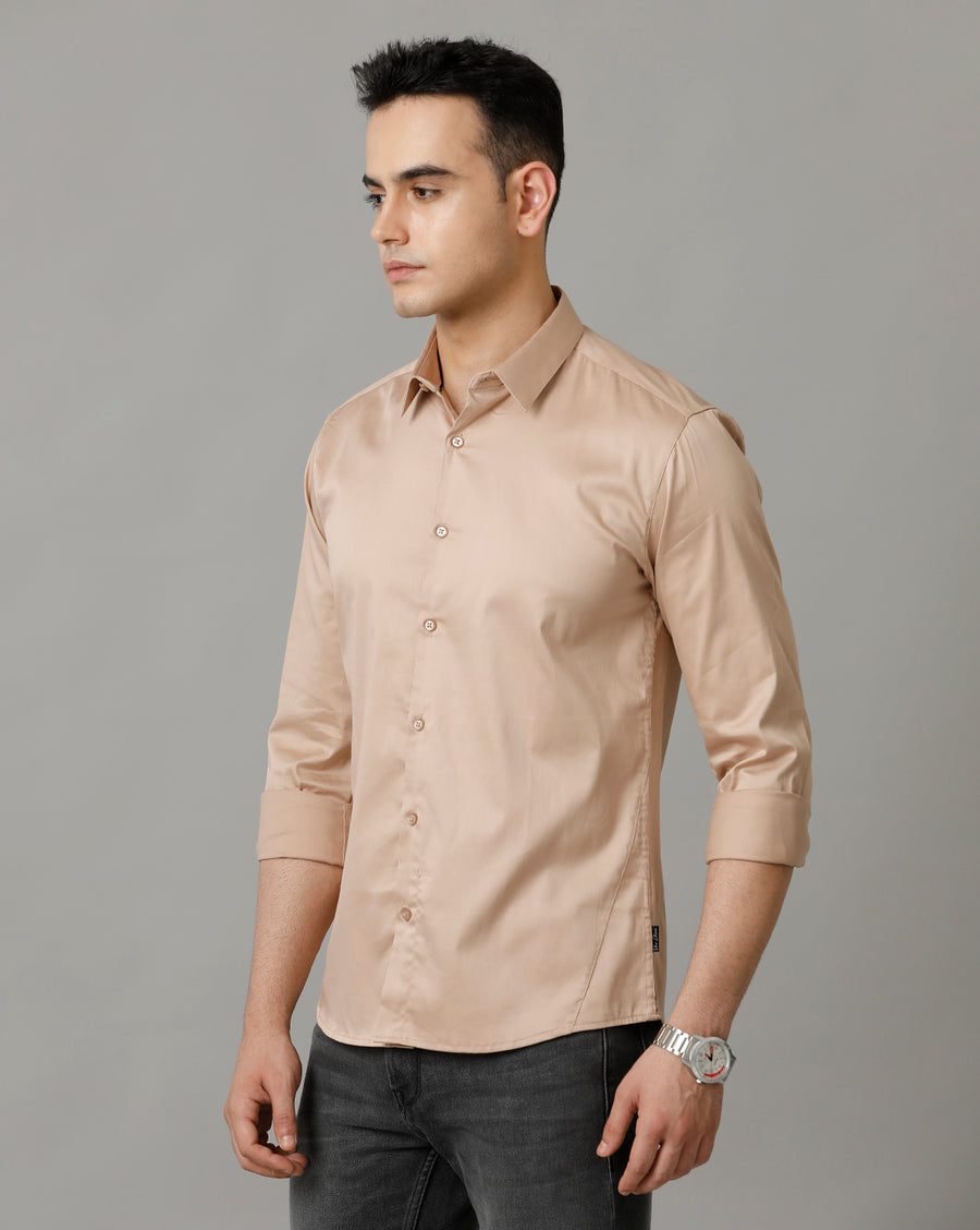 Beige Slim Fit Full Sleeve Shirt