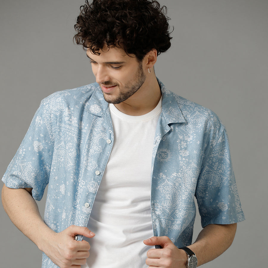 Blue Aop Regular Fit Shirt