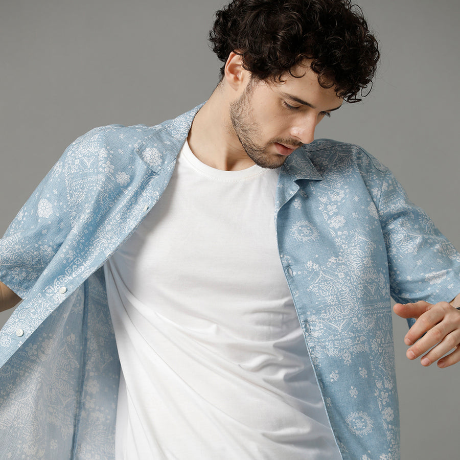 Blue Aop Regular Fit Shirt