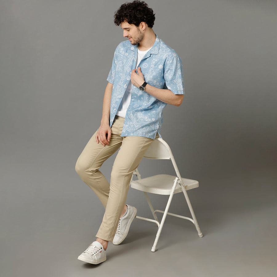 Blue Aop Regular Fit Shirt