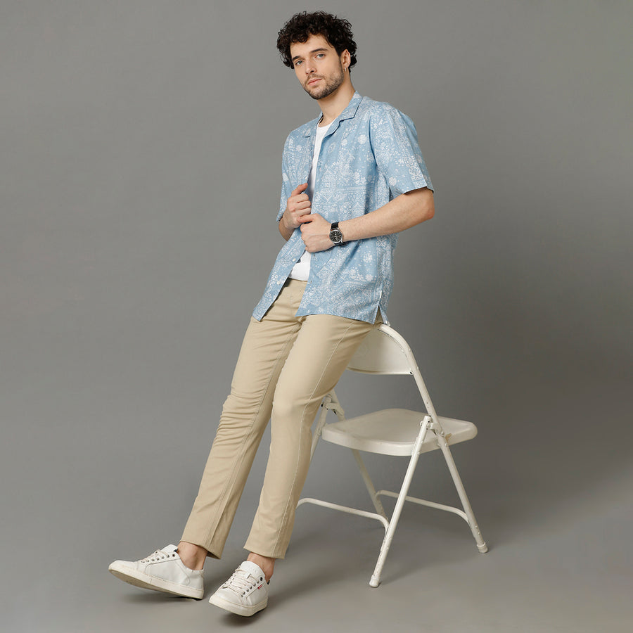 Blue Aop Regular Fit Shirt