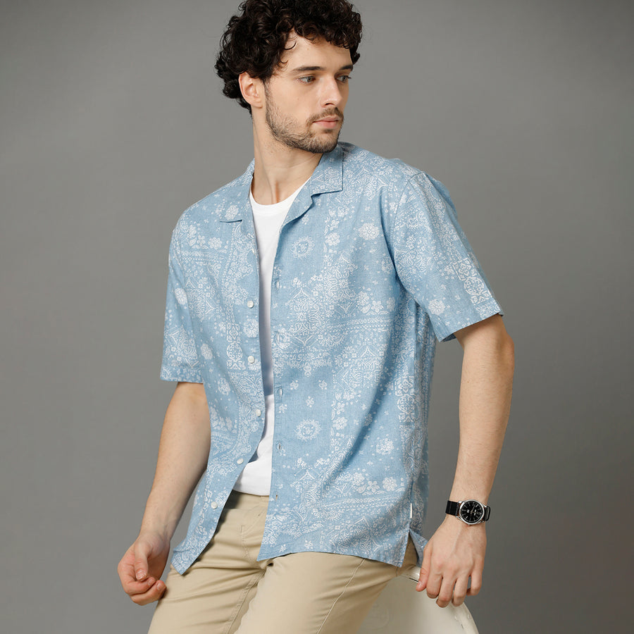 Blue Aop Regular Fit Shirt