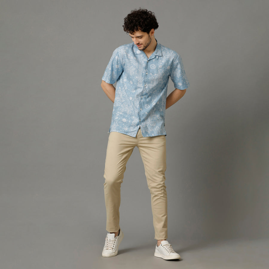 Blue Aop Regular Fit Shirt