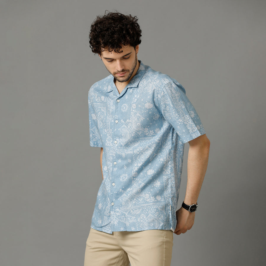 Blue Aop Regular Fit Shirt